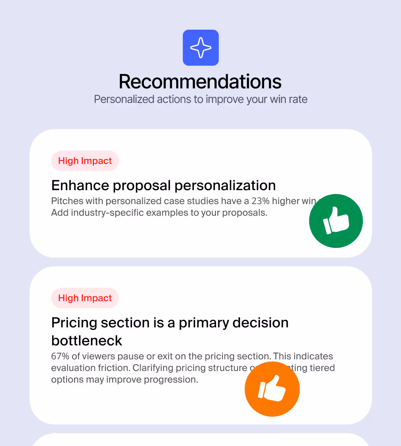AI recommendations to improve your project win rate